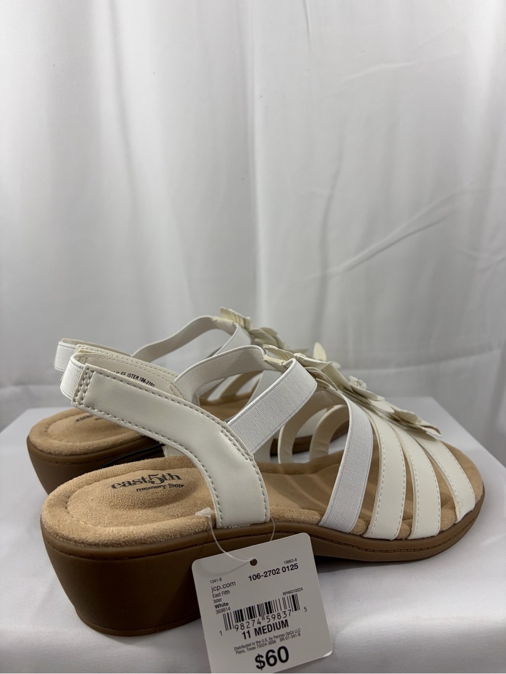 NWT East 5th Women's Size 11 Cream Floral Slingback Wedge Sandals - Picture 5 of 9